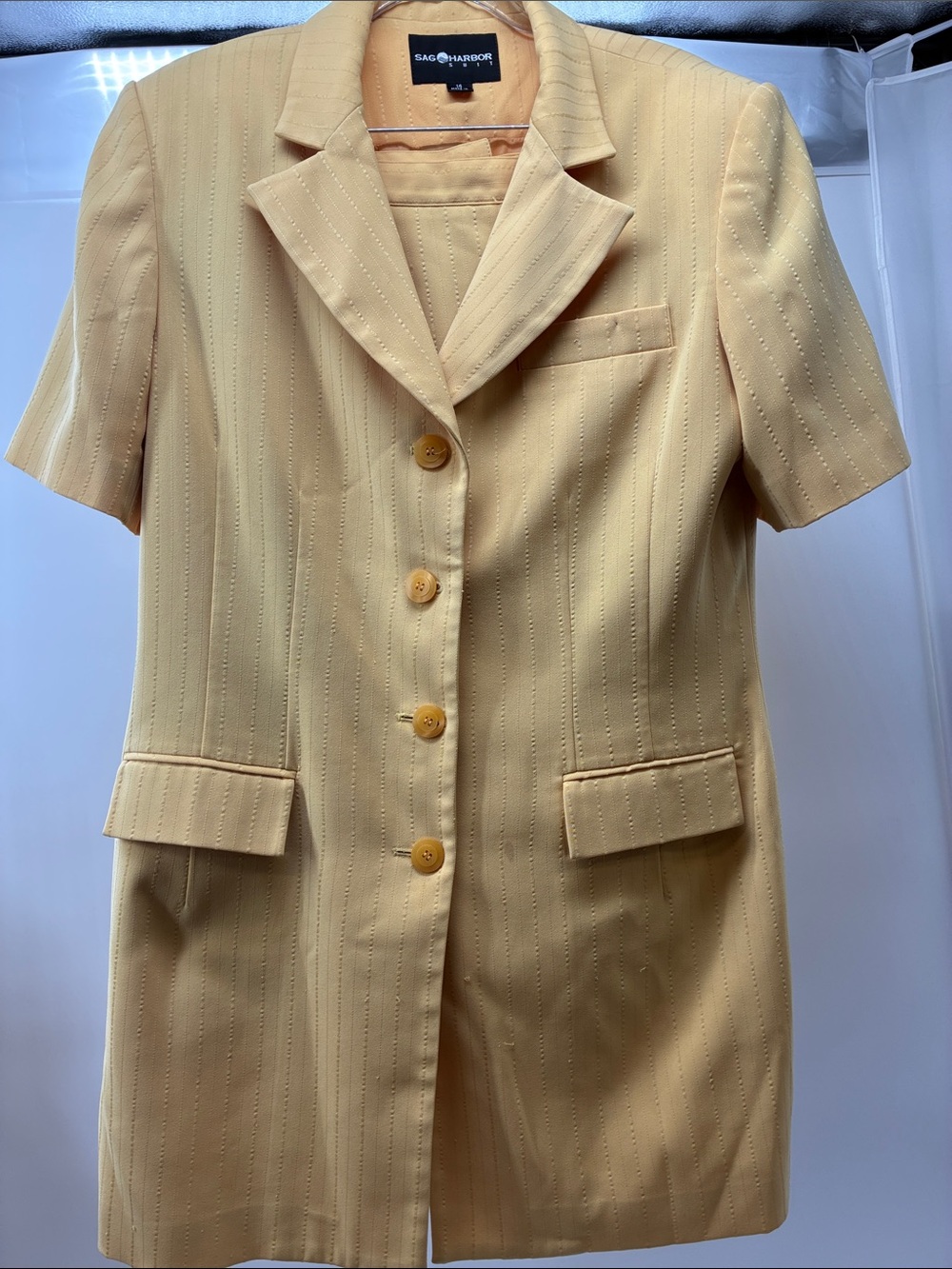 Sag Harbor Pale Yellow Short-Sleeve Tailored Blazer